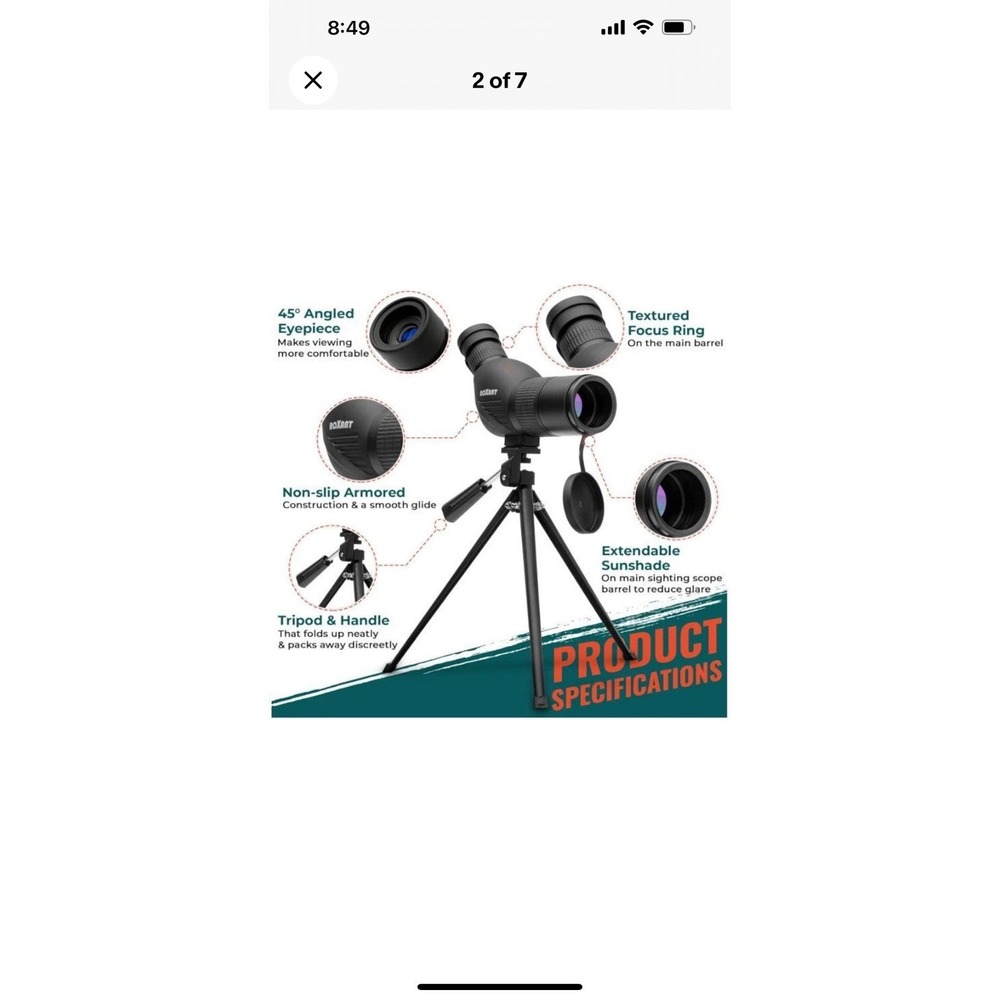 Roxant Blackbird 12-36x50 Spotting Scope Monocular Angled Waterproof Scope Only - Picture 7 of 7